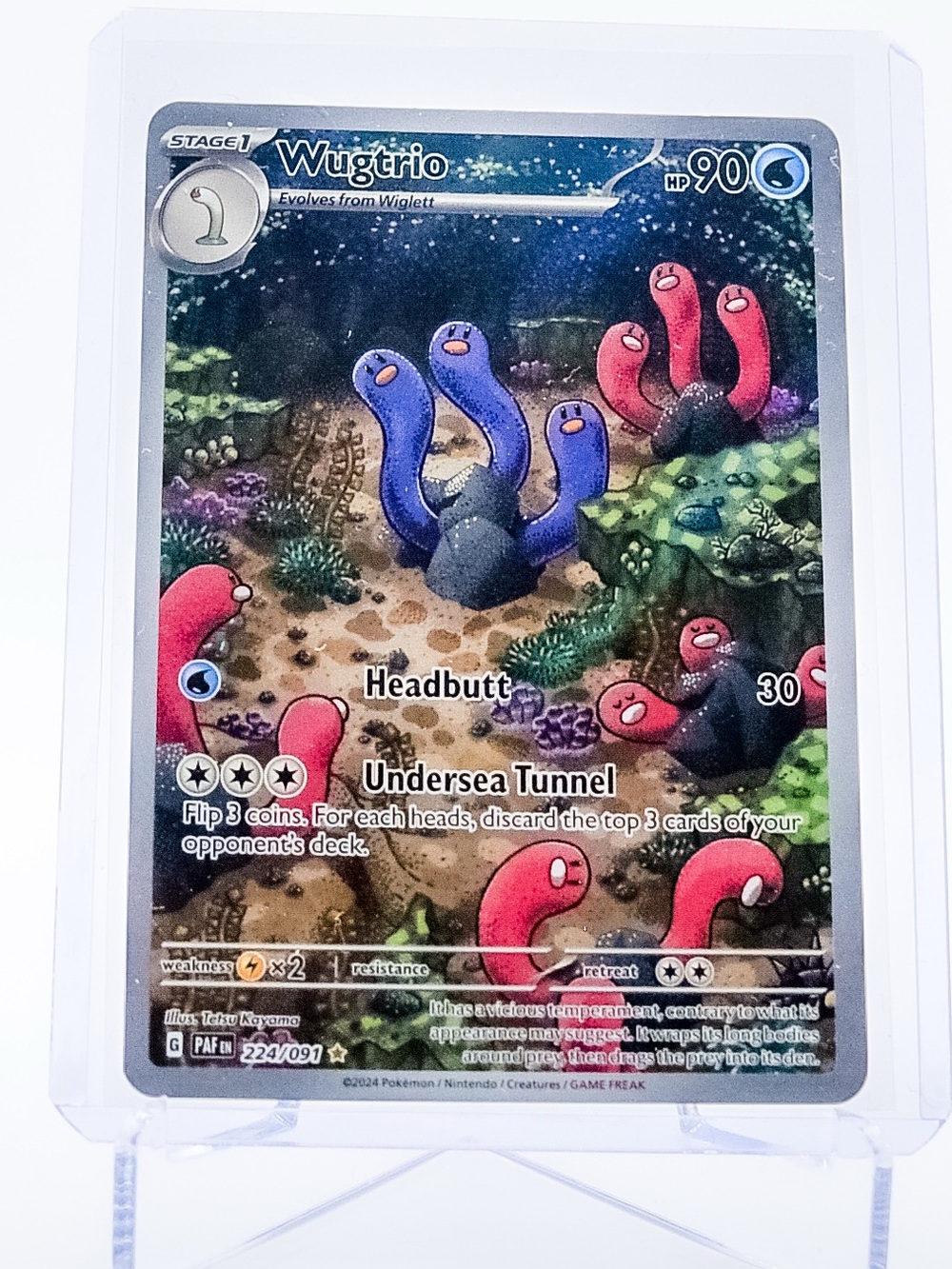 Pokemon Card Wugtrio 224/091 Illustration Rare Holo Paldean Fates NM